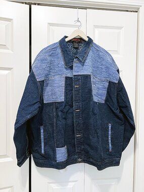 Serge De Nimes Men's Denim Jacket, "The Red Fly" 4XL